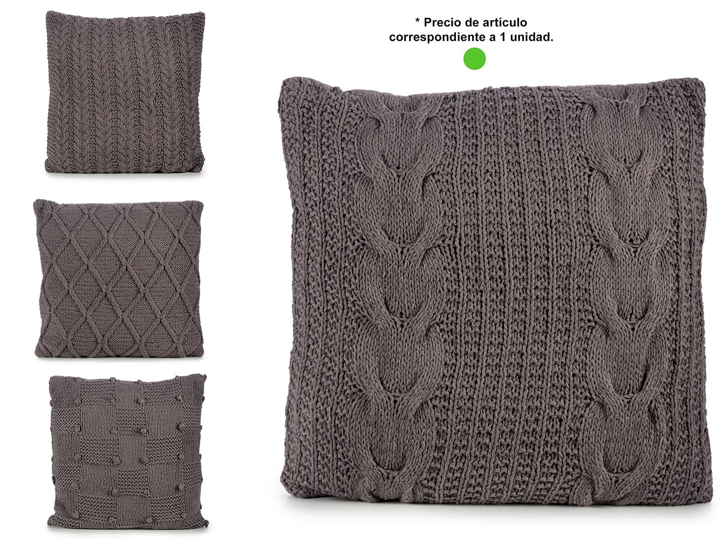 23583_AR_2 COJIN GRIS OSCURO 60X60 LAZOS - Imagen 1