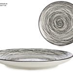 PLATO LLANO 24 CM RAYADO NEGRO