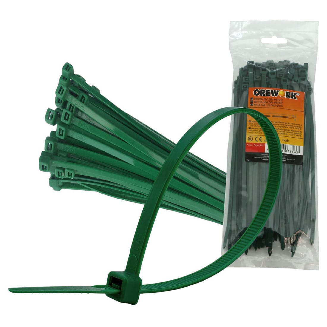 BRIDA 10X2,5 MM (100 UD.) BRIDA 2,5X100 MM VERDE 100 U. - Imagen 1