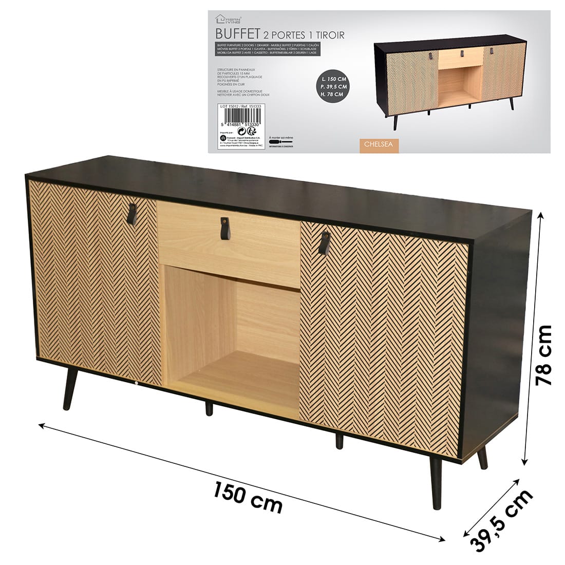 CHELSEA BUFFET 150X39,5X78 CM CHELSEA BUFFET 150X39,5X78 CM - Imagen 1
