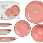 VAJILLA 18 PZS GRES ROSA