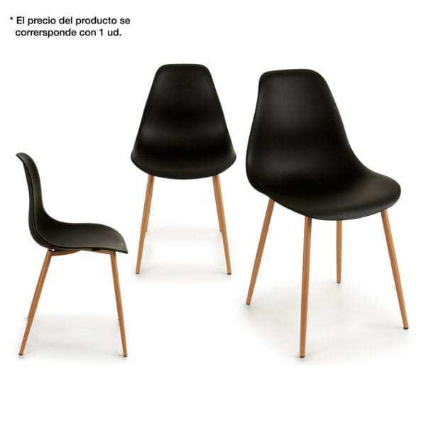 SILLA PLAST. NEGRA PATA MADERA