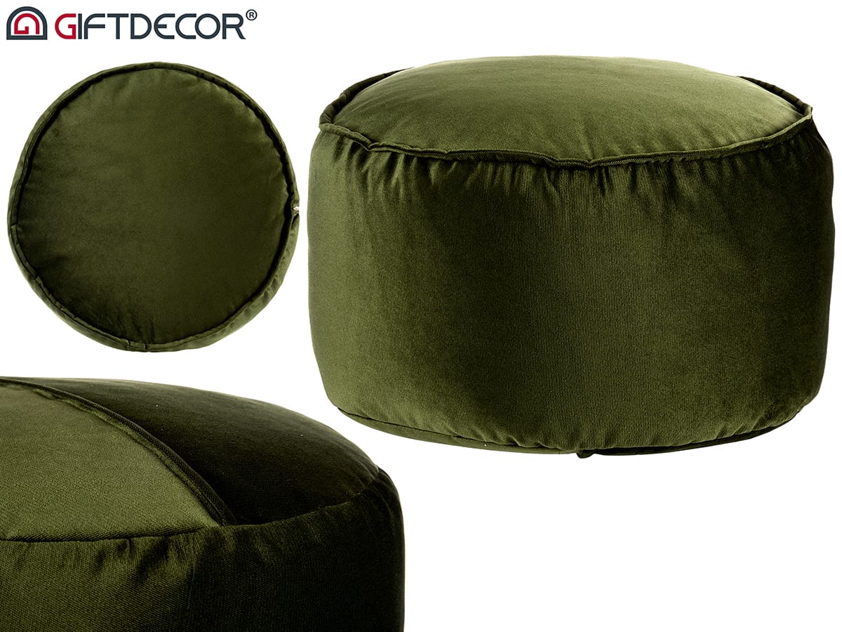 Puff redondo terciopelo 60x35cm verde PUFF TERCIOPELO VERDE 60X35 CM - Imagen 1