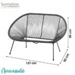 SOFA 2 PLAZAS RESINA ANTRACITA
