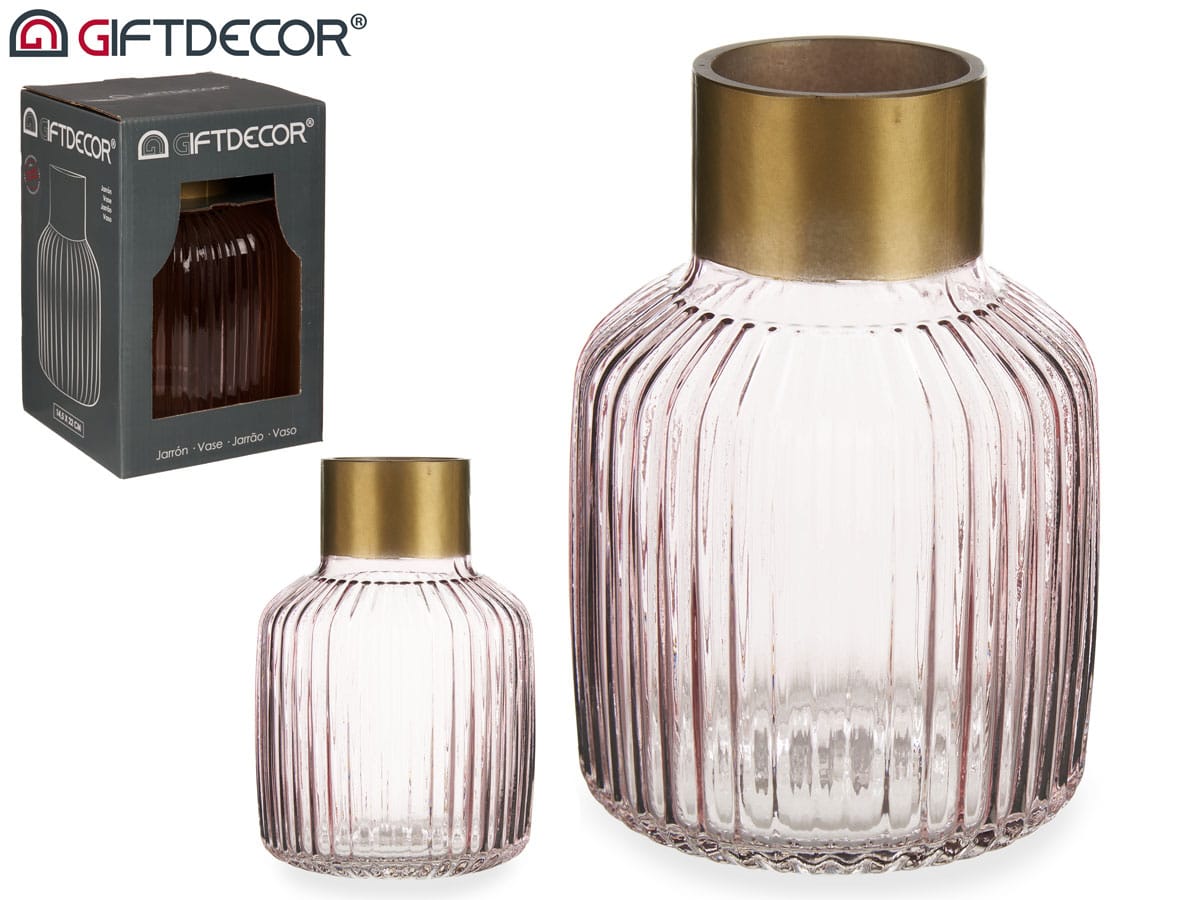 81712 JARRON RAYAS ORO ROSA 14X14X22 - Imagen 1