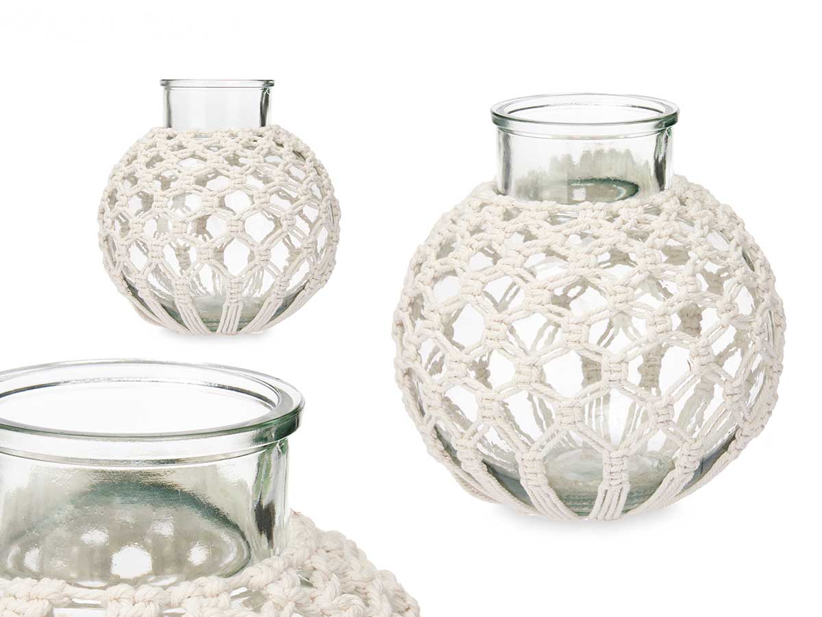 75095 JARRON MACRAME BL. ESFERA 25 CM - Imagen 1