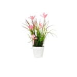 MACETA ENVEJECIDA FLOR ROSA