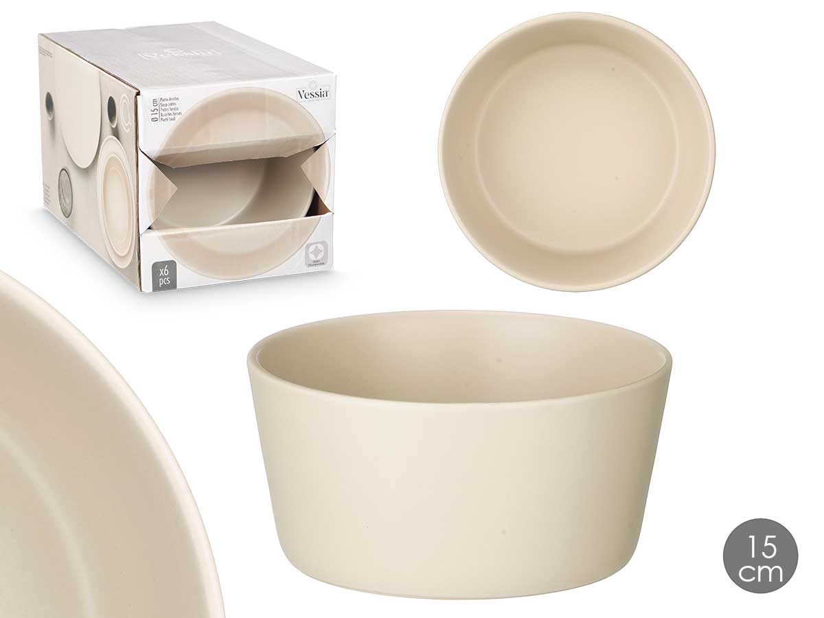 10056 PLATO HONDO LISO BEIGE 15 CM - Imagen 1