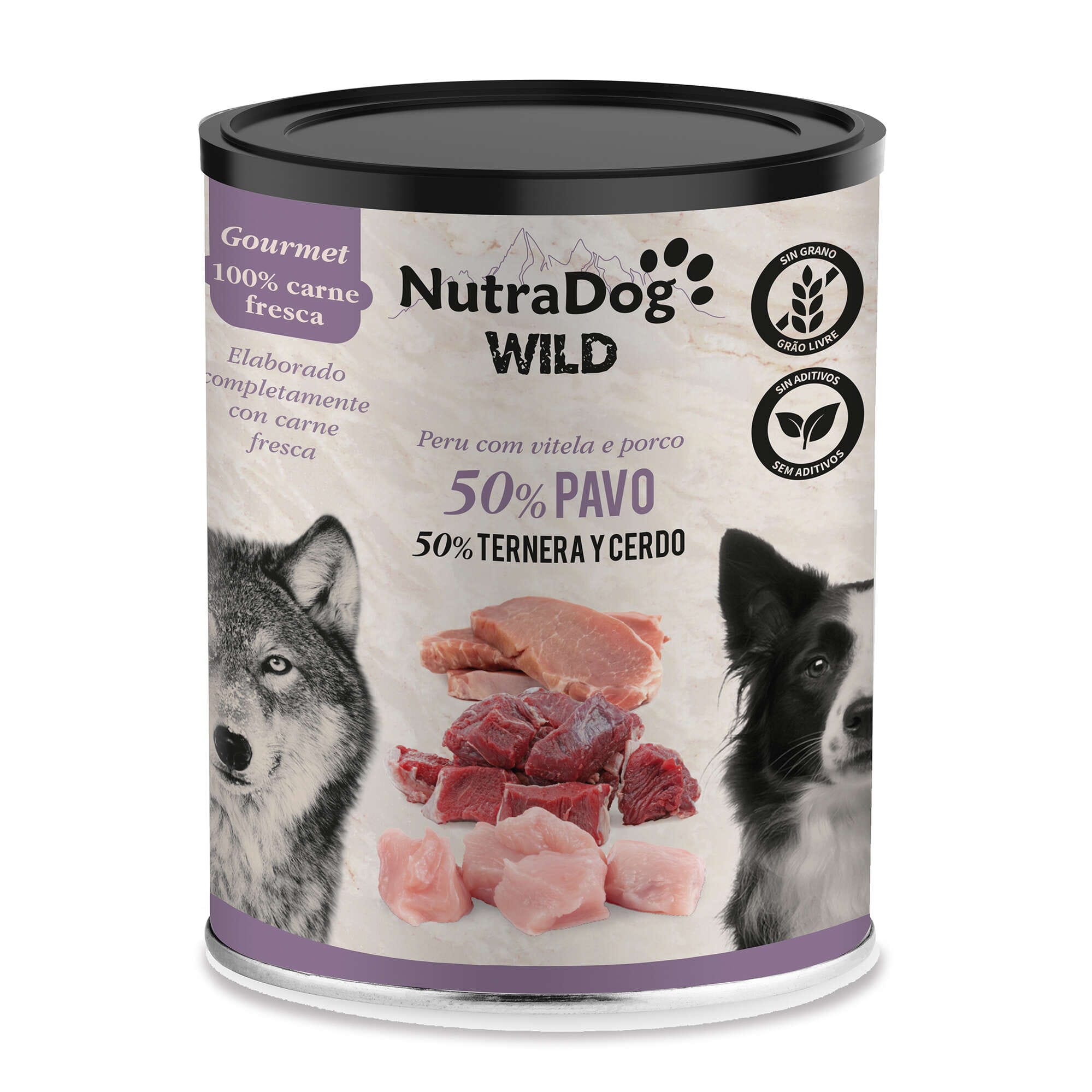Lata de pavo, ternera y pollo para perros NutraDog WILD Gourmet LATA PAVO TERNERA CERDO 400 GR - Imagen 1